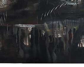 Urban Solitude and Structural Chaos 1 Dockyard Acrylic on canvas 24x30 inch edited